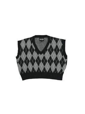 Niihai Knitted Vest in Grey Argyle